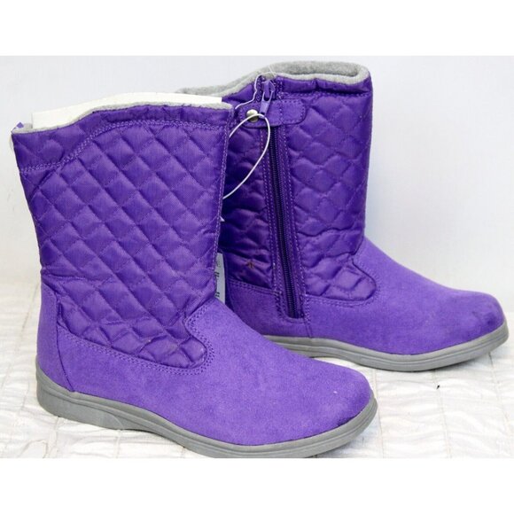 TCP Children's Place Purple Winter Snow Boots sz 5 NWT Girls Faux Suede Quilted - Picture 1 of 7